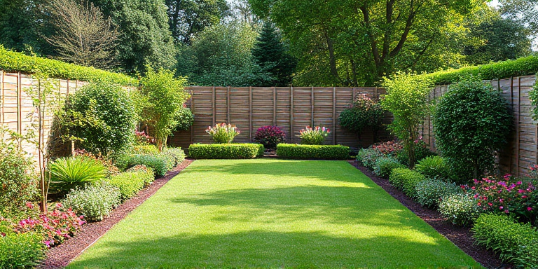 A professional gardener using a tablet to manage online bookings in a beautiful garden